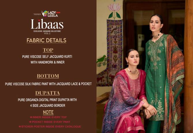 Libaas 2 By Lady Leela Viscose Jacquard Designer Kurti With Bottom Dupatta Wholesale Shop In Surat